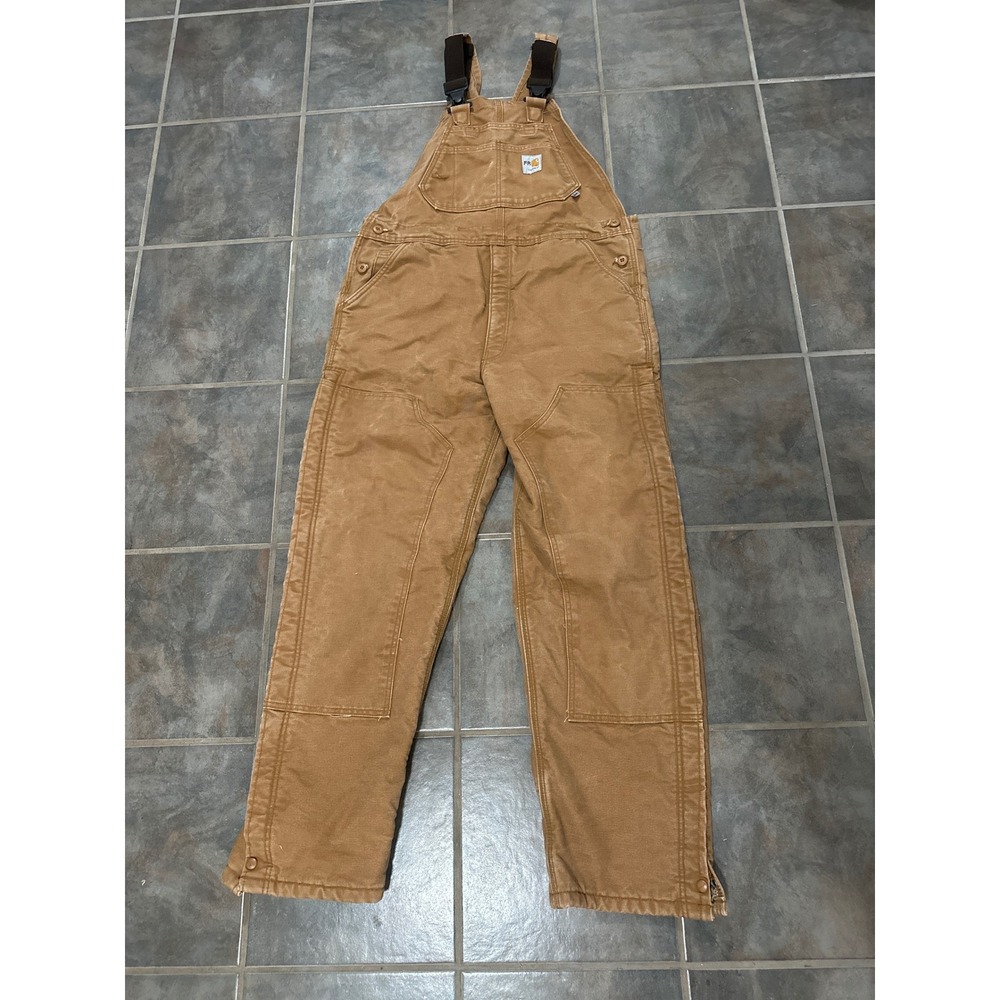 Carhartt FR Flame Resistant Quilt Lined Bib Overalls Brown FRR44 BRN 34x34 HRC 4